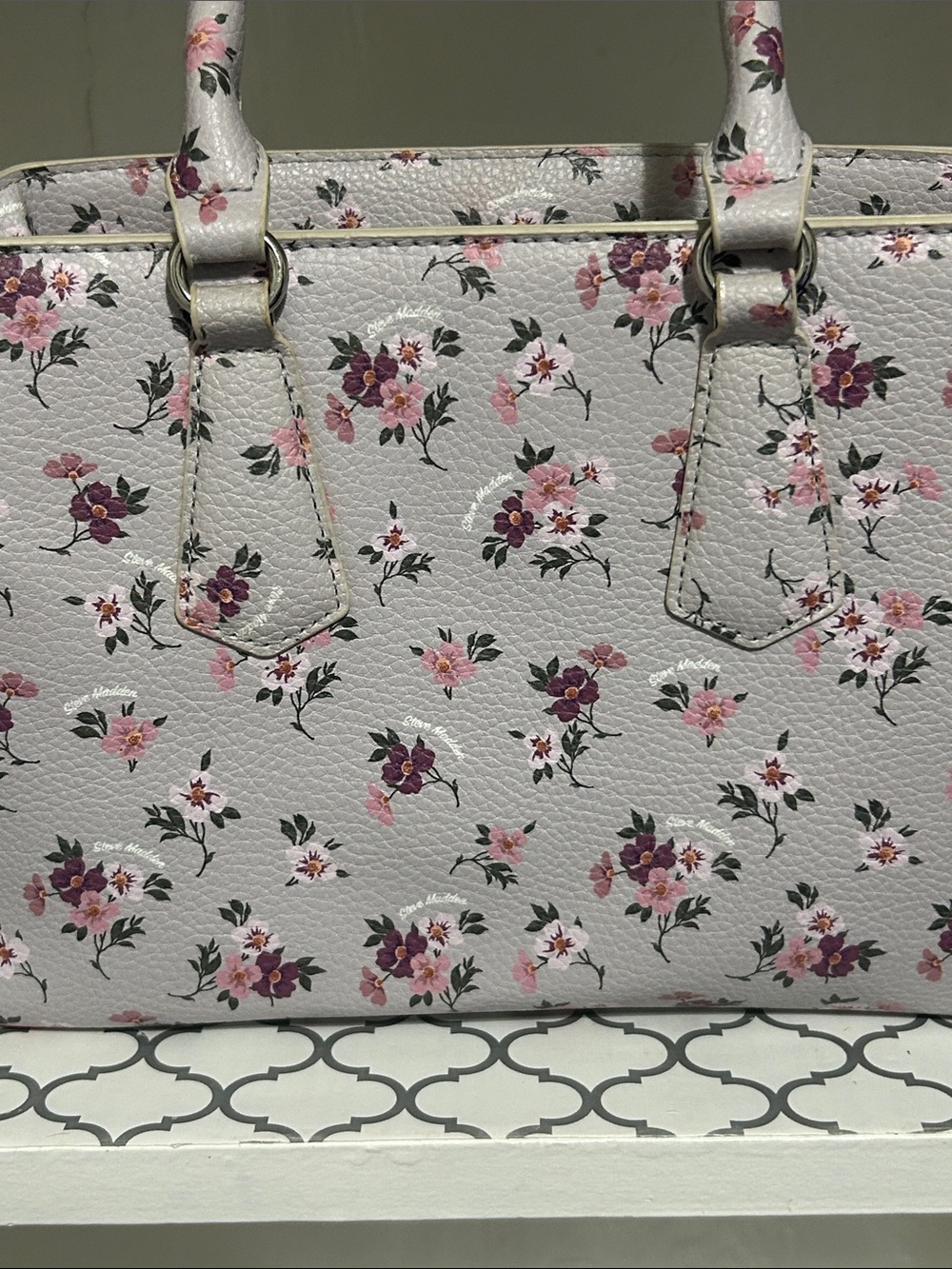 Steve Madden Purple Floral Satchel with Detachable Strap - Picture 3 of 8